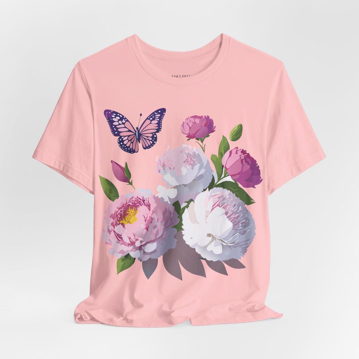 Natural Cotton Tee Shirt with Flowers