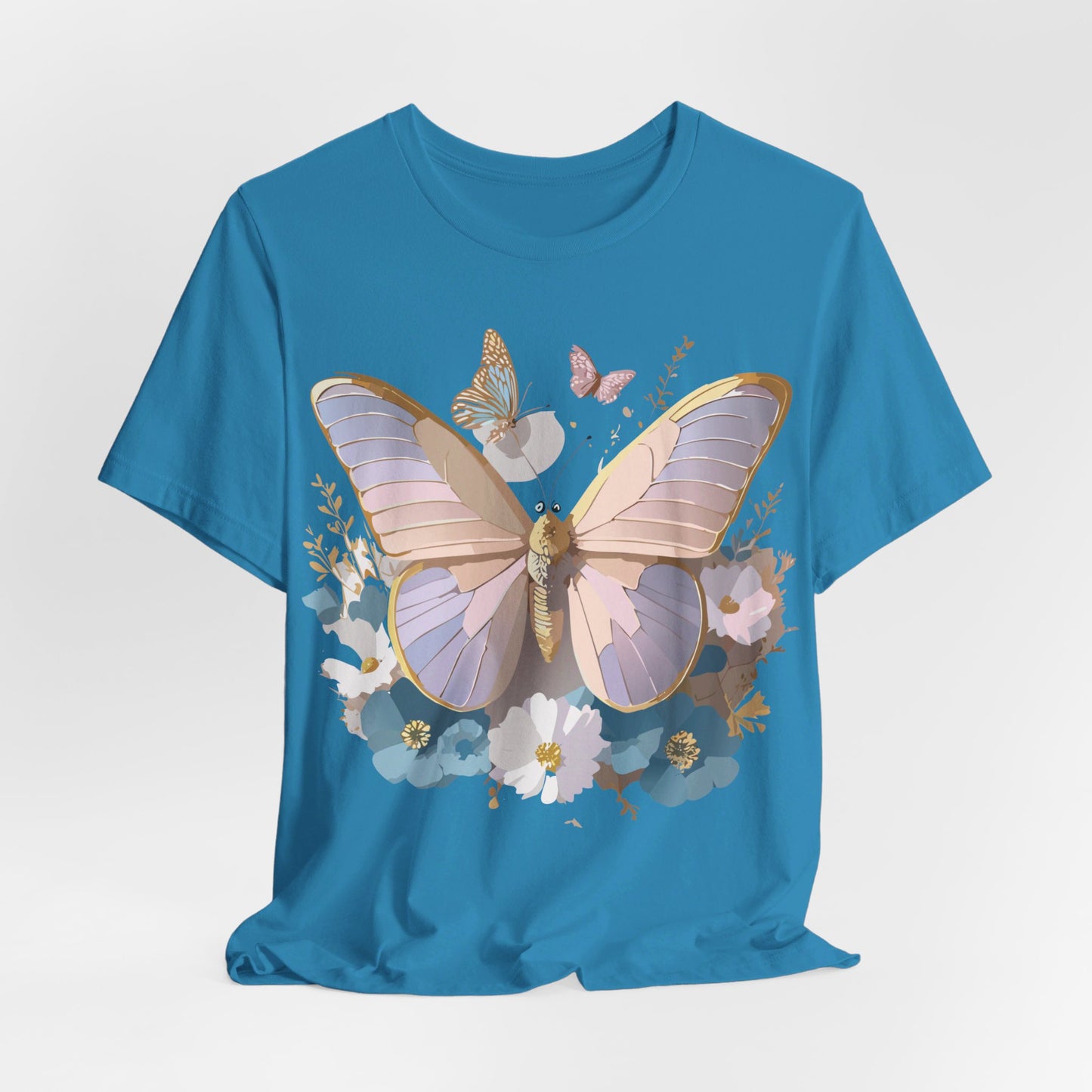 Natural Cotton Tee Shirt with Butterfly