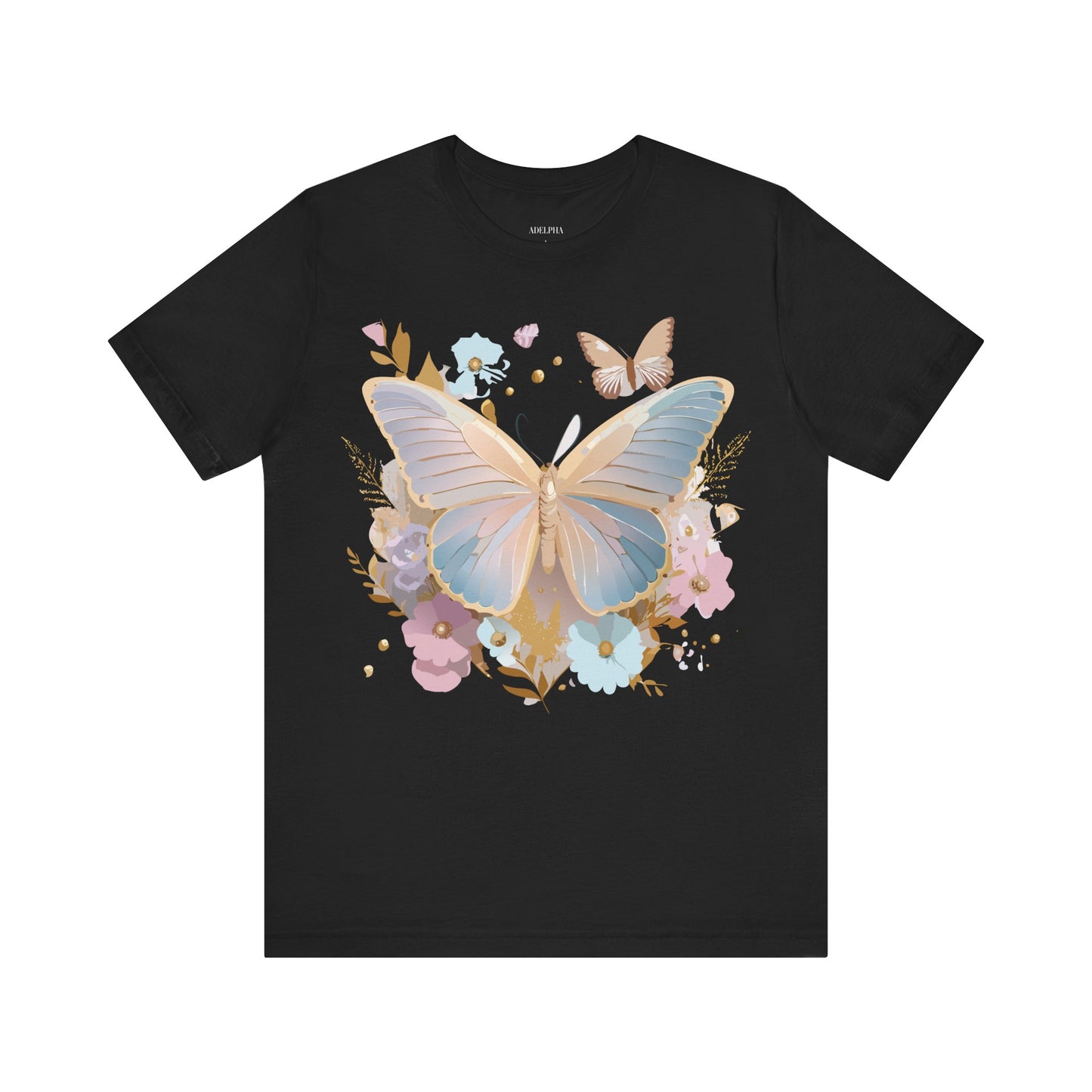 Natural Cotton Tee Shirt with Butterfly