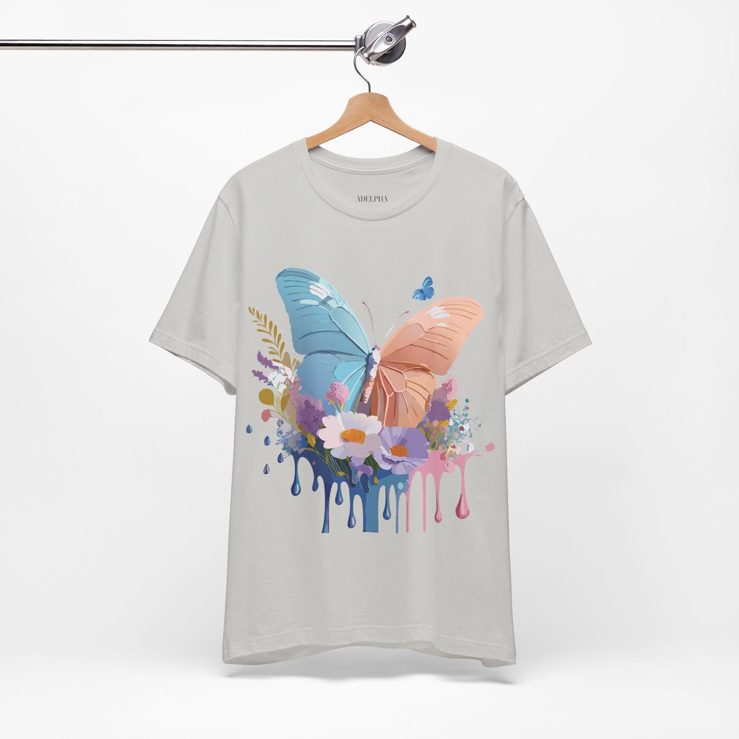 Natural Cotton Tee Shirt with Butterfly