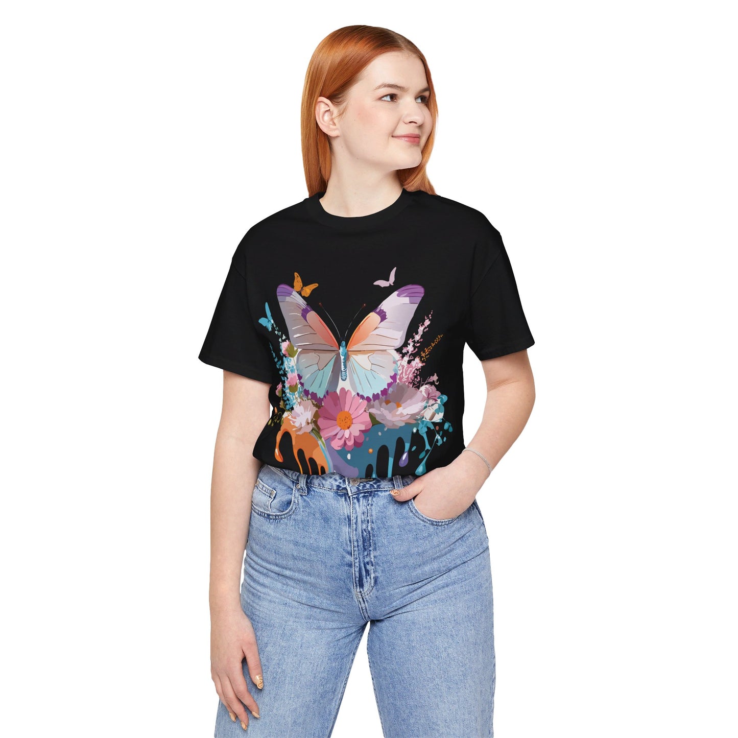 T-shirt en coton naturel avec papillon