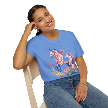 Horse Shirt Unisex Tee Animal Print Gildan Softstyle 64000 Ring Spun Cotton