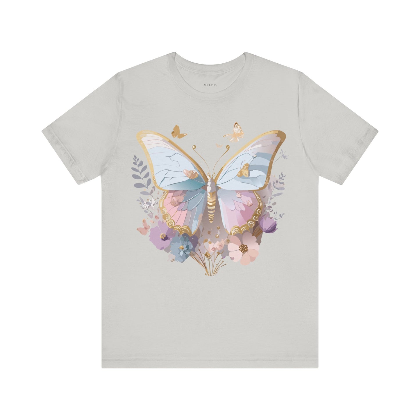 Natural Cotton Tee Shirt with Butterfly