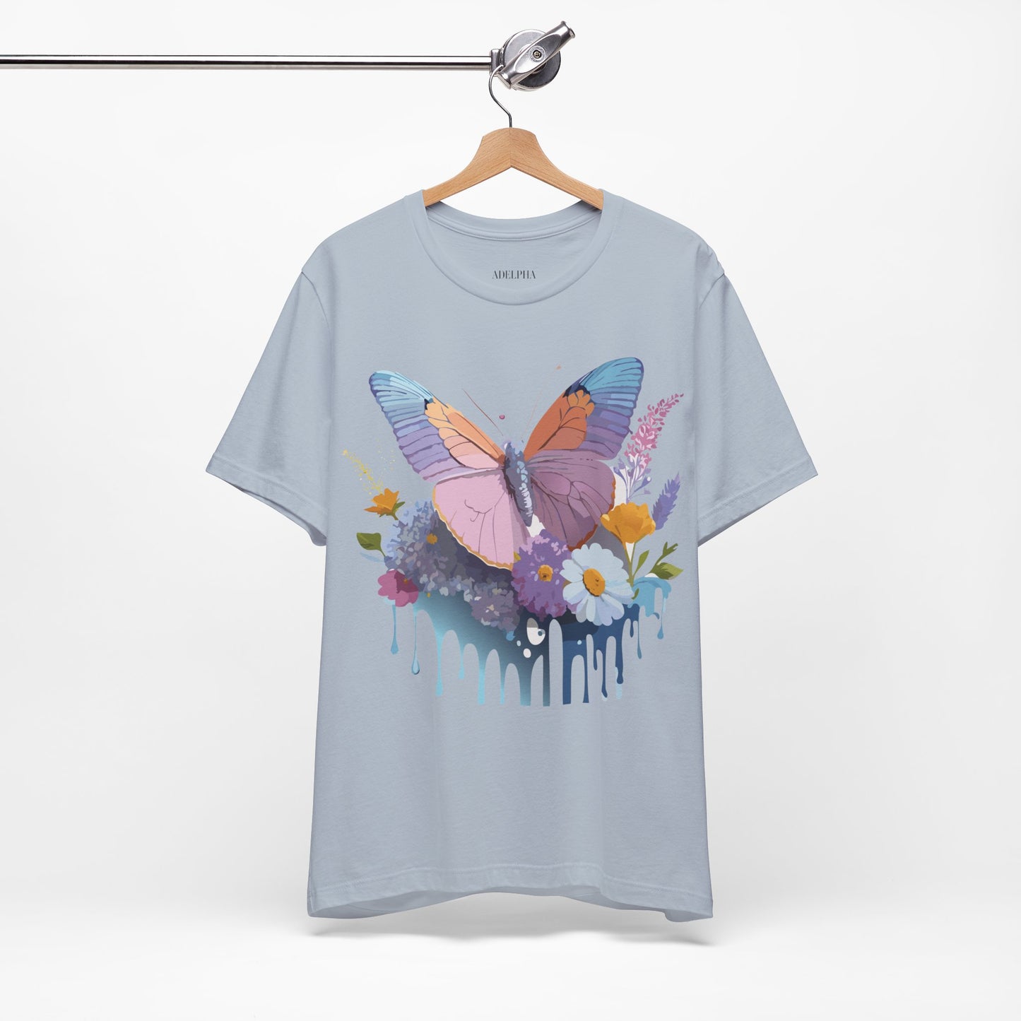 Natural Cotton Tee Shirt with Butterfly