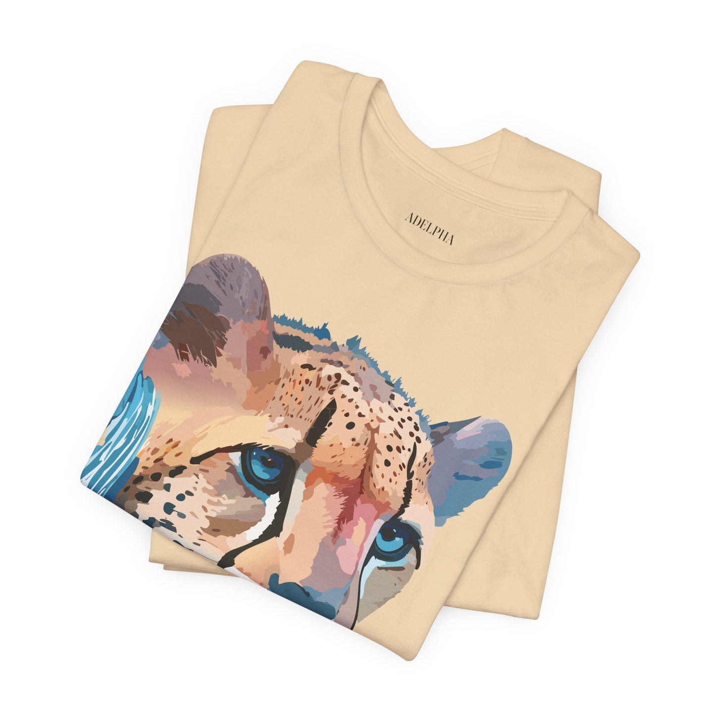 Natural Cotton Tee Shirt with Cheetah