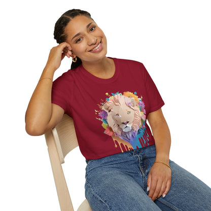 Unisex Lion Shirt Floral Lion Tee Softstyle Gildan 64000 100 Percent Cotton