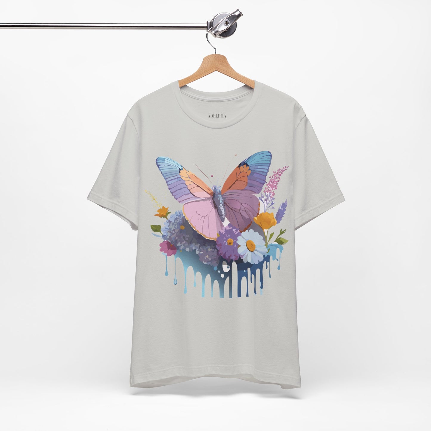 Natural Cotton Tee Shirt with Butterfly