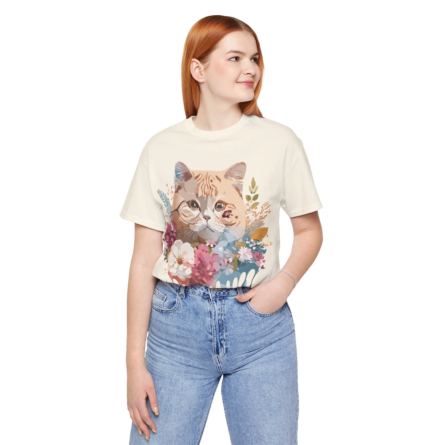 T-Shirt aus natürlicher Baumwolle mit Katze