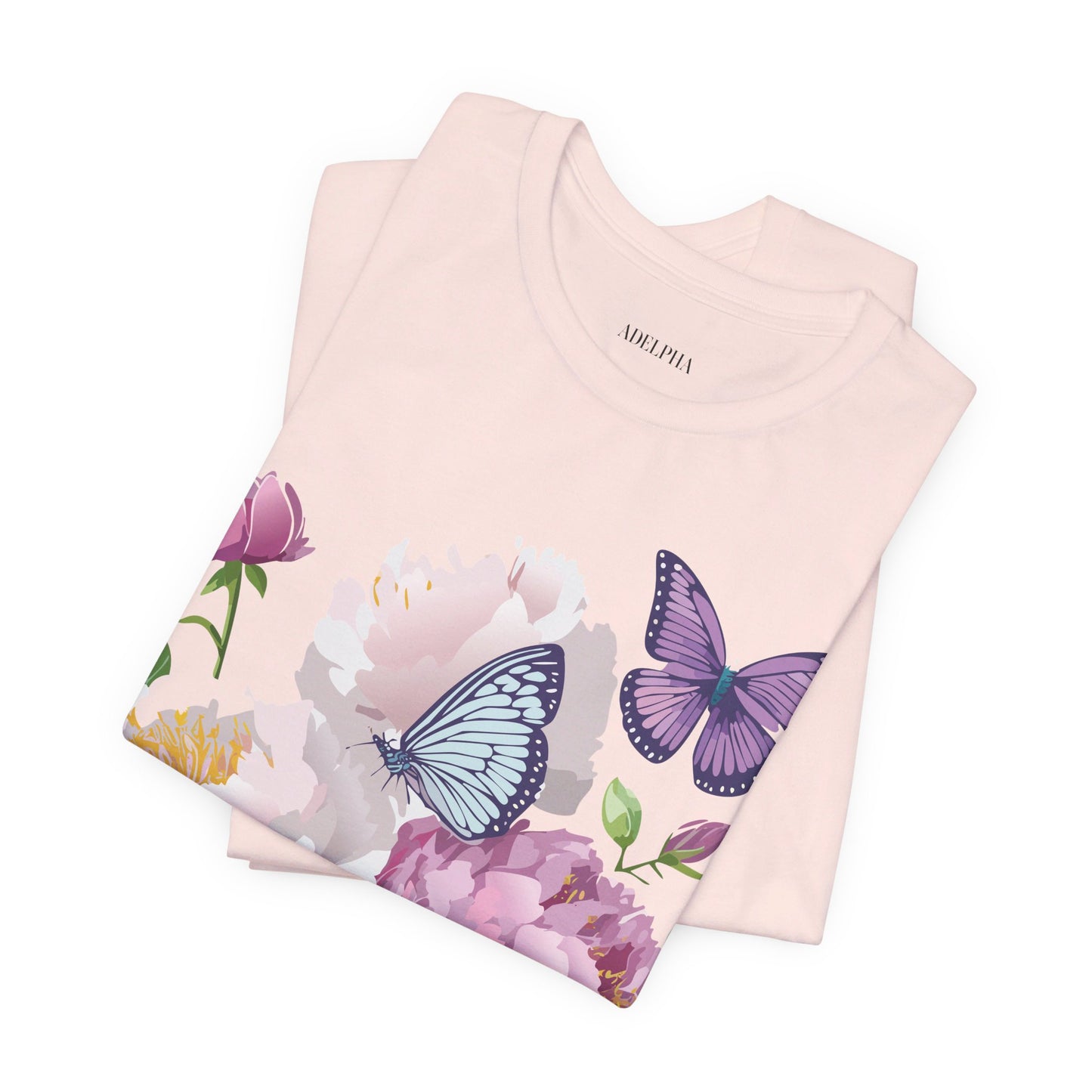 T-shirt en coton naturel avec fleurs