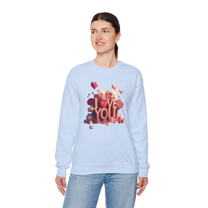 Unisex Heart Love Sweatshirt Floral Valentines Day Cotton Poly Fifty Fifty Blend