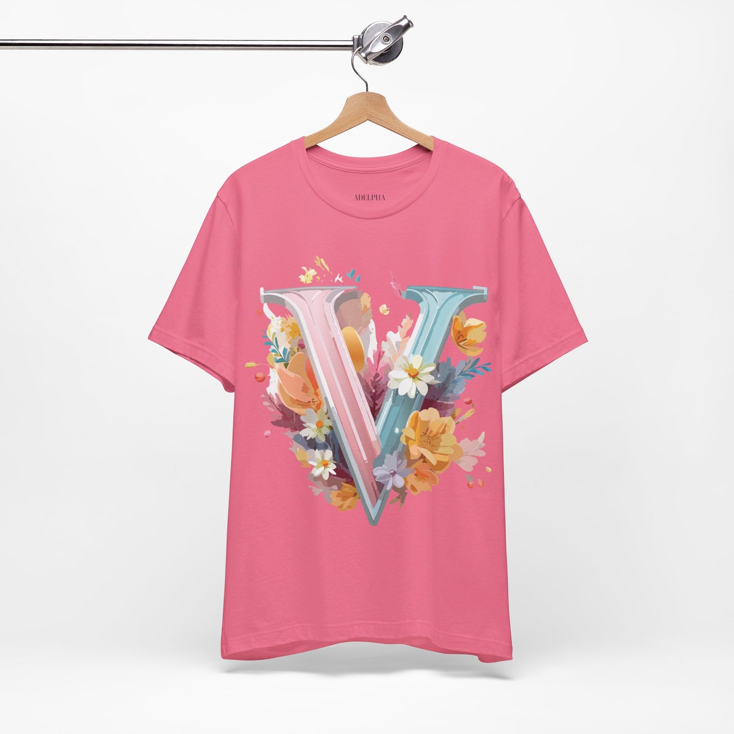 T-Shirt aus natürlicher Baumwolle – Letters Collection – V