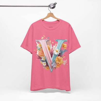 Natural Cotton Tee Shirt - Letters Collection - V Printify