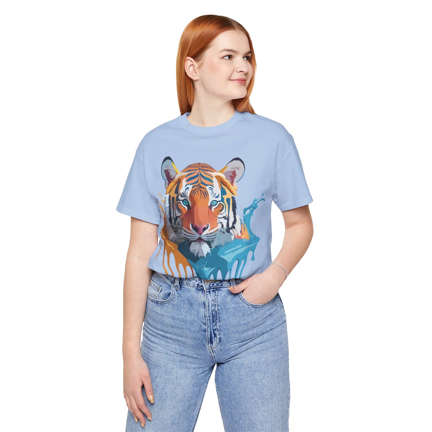 T-shirt en coton naturel avec motif tigre