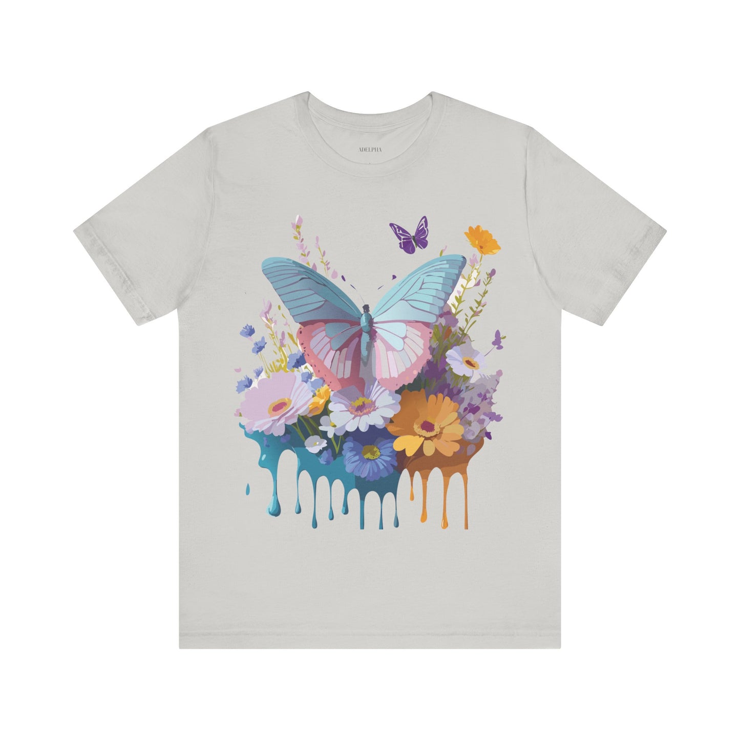 Natural Cotton Tee Shirt with Butterfly