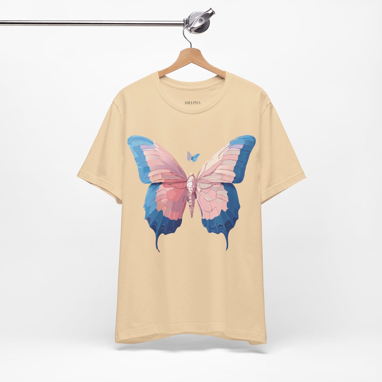 Natural Cotton Tee Shirt with Butterfly