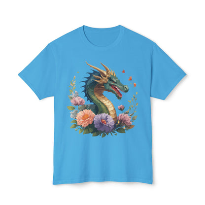 Dragon Art Design Shirt Unisex Cotton T Shirt Floral Print Tee