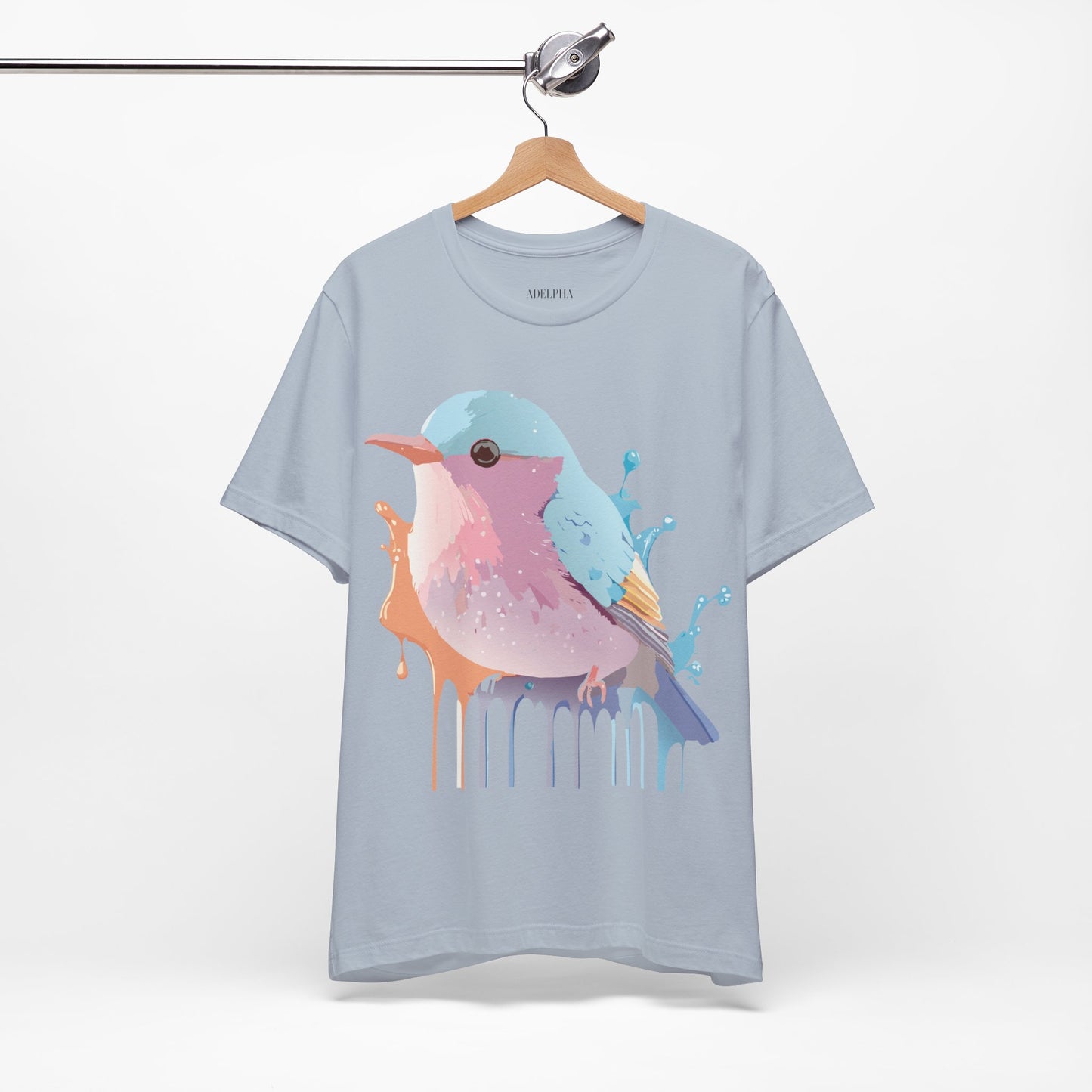 Natural Cotton Tee Shirt with Bird