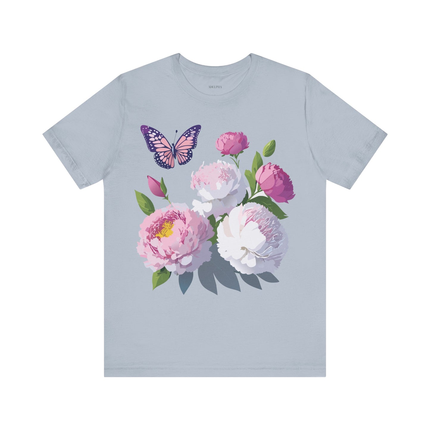 Natural Cotton Tee Shirt with Flowers