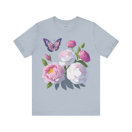 T-shirt en coton naturel avec fleurs