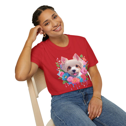 Unisex Gildan Softstyle Animal Print Dog Shirt Tee 100 Percent Cotton
