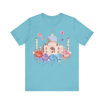 Natural Cotton Tee Shirt - Taj Mahal, India Printify