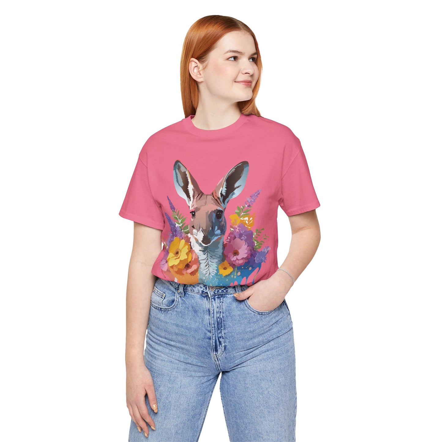 Natural Cotton Tee Shirt with Kangaroo