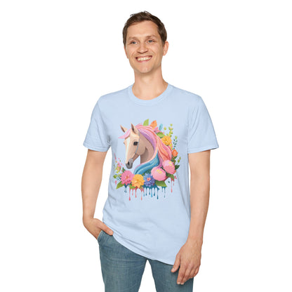 Unisex Horse Shirt Soft Cotton Tee With Animal Artwork Gildan Softstyle