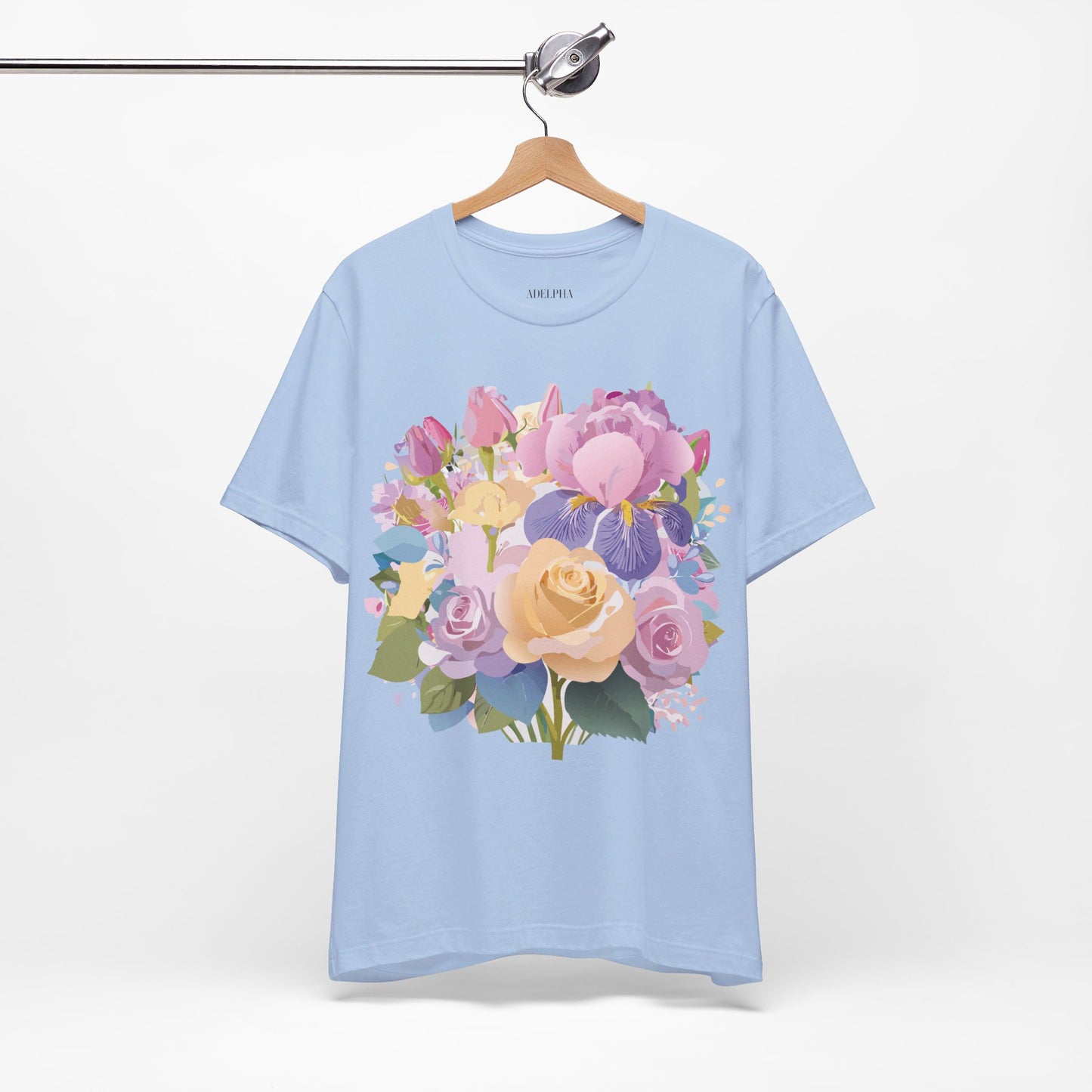 Natural Cotton Tee Shirt with Flowers