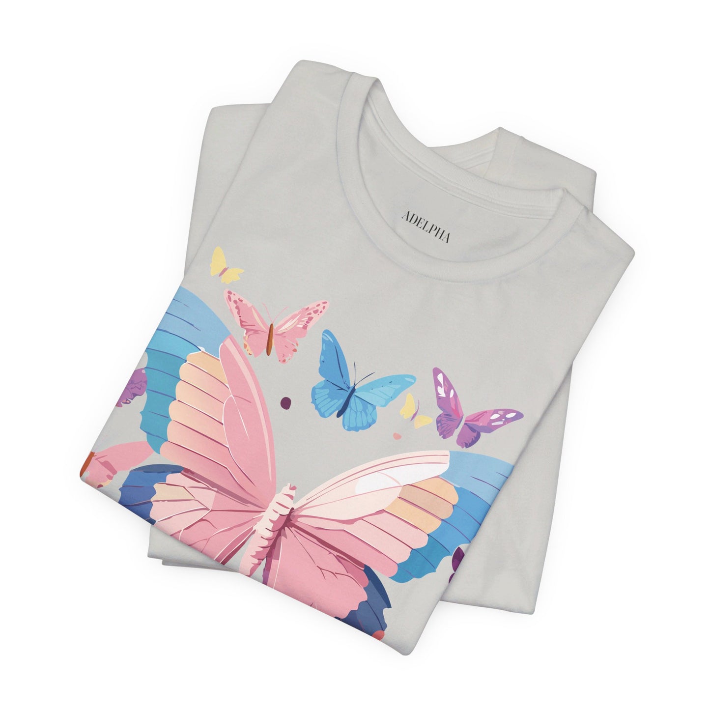 Natural Cotton Tee Shirt with Butterfly