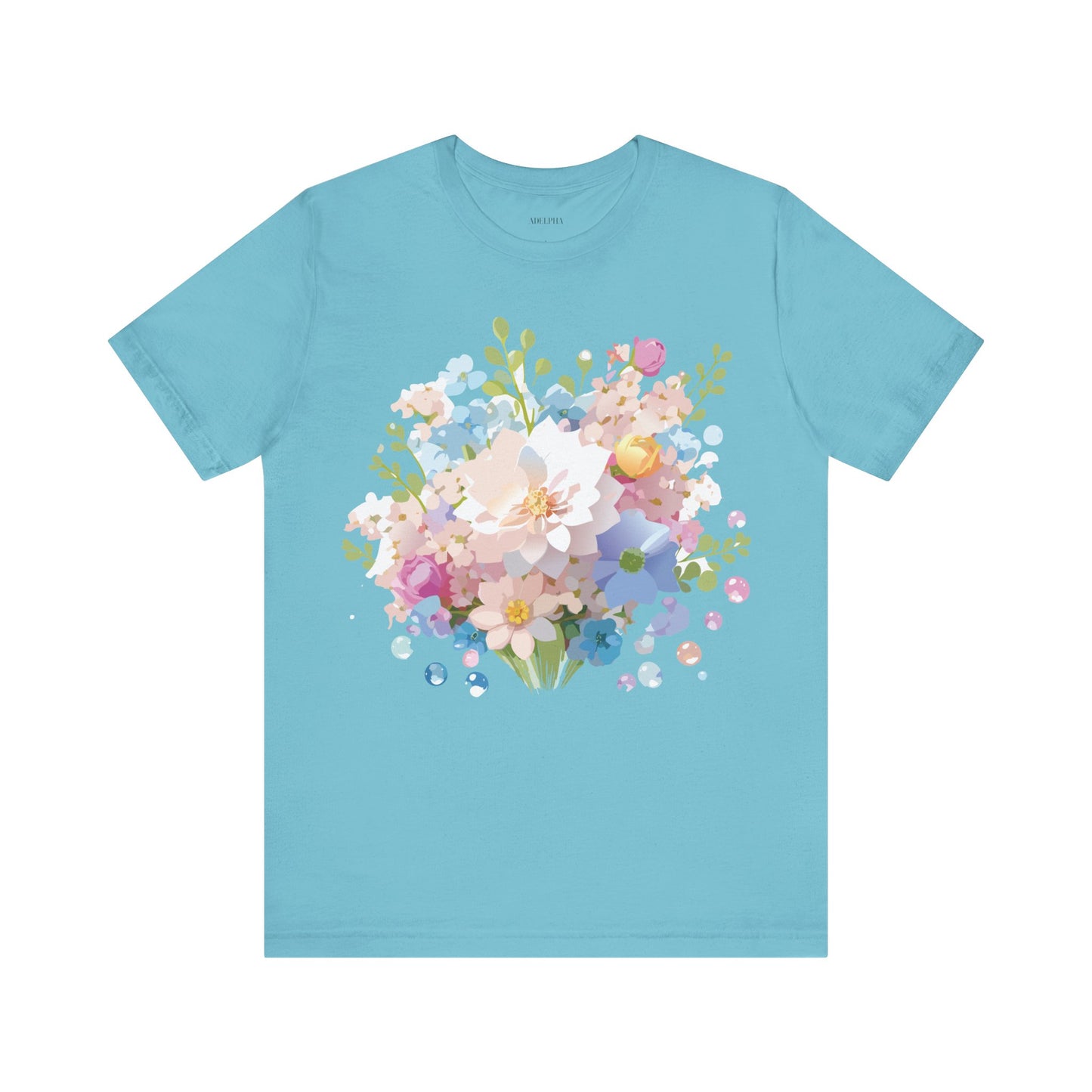 Natural Cotton Tee Shirt with Flowers