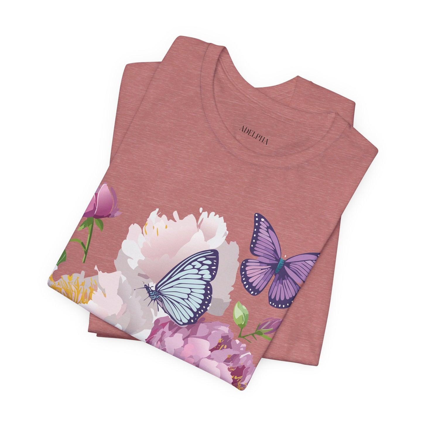 Natural Cotton Tee Shirt with Flowers