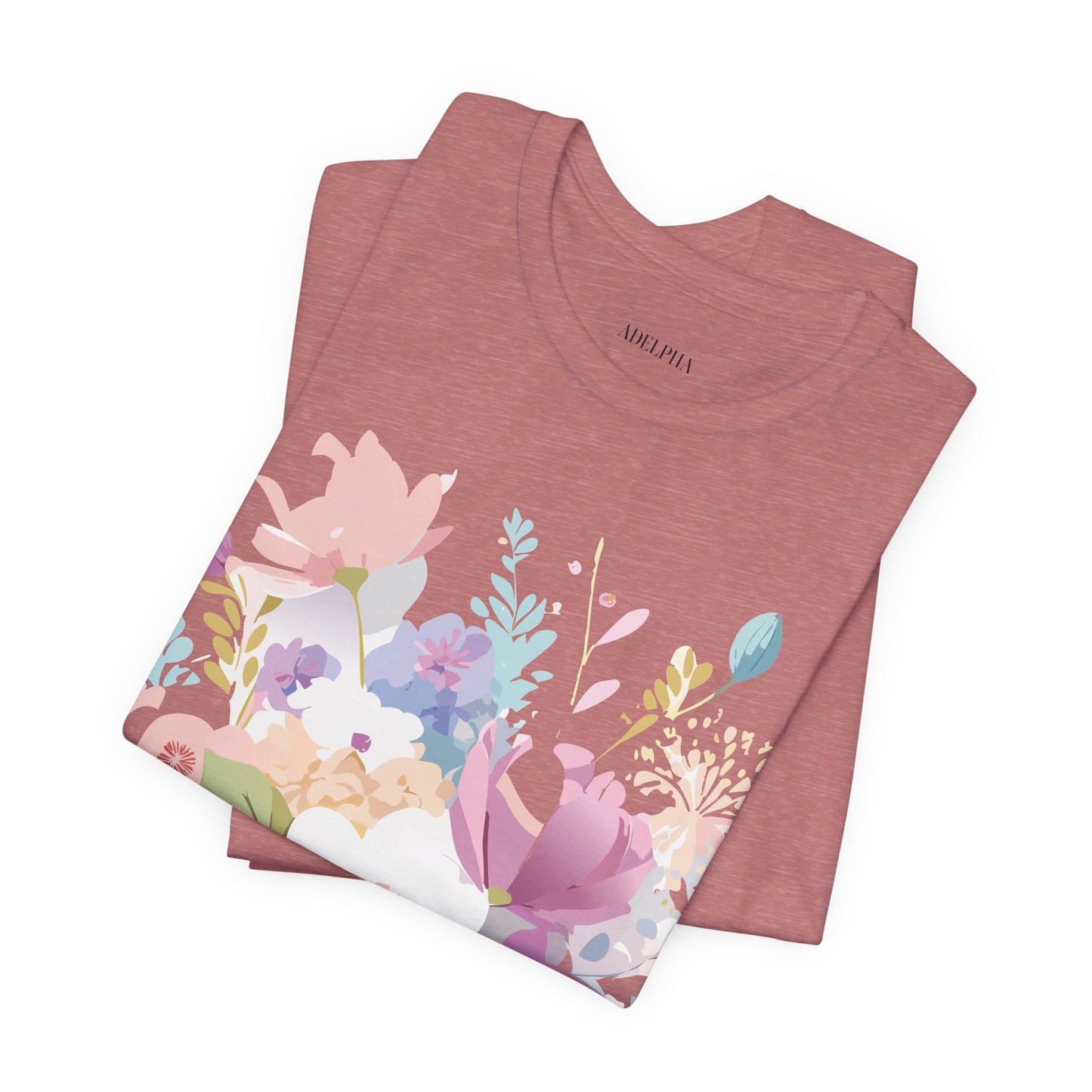 Natural Cotton Tee Shirt with Flowers