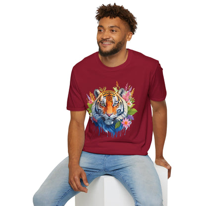 Tiger Print Unisex Gildan Softstyle Tee 64000 100 Percent Ring Spun Cotton