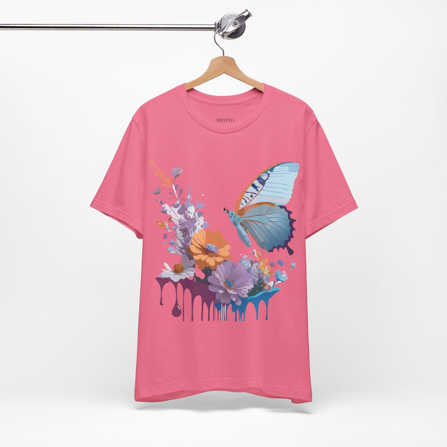 Natural Cotton Tee Shirt with Butterfly