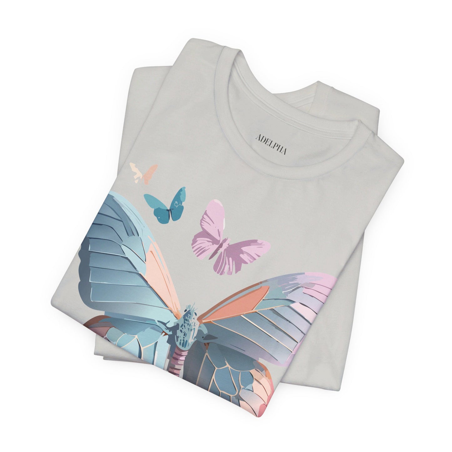 Natural Cotton Tee Shirt with Butterfly