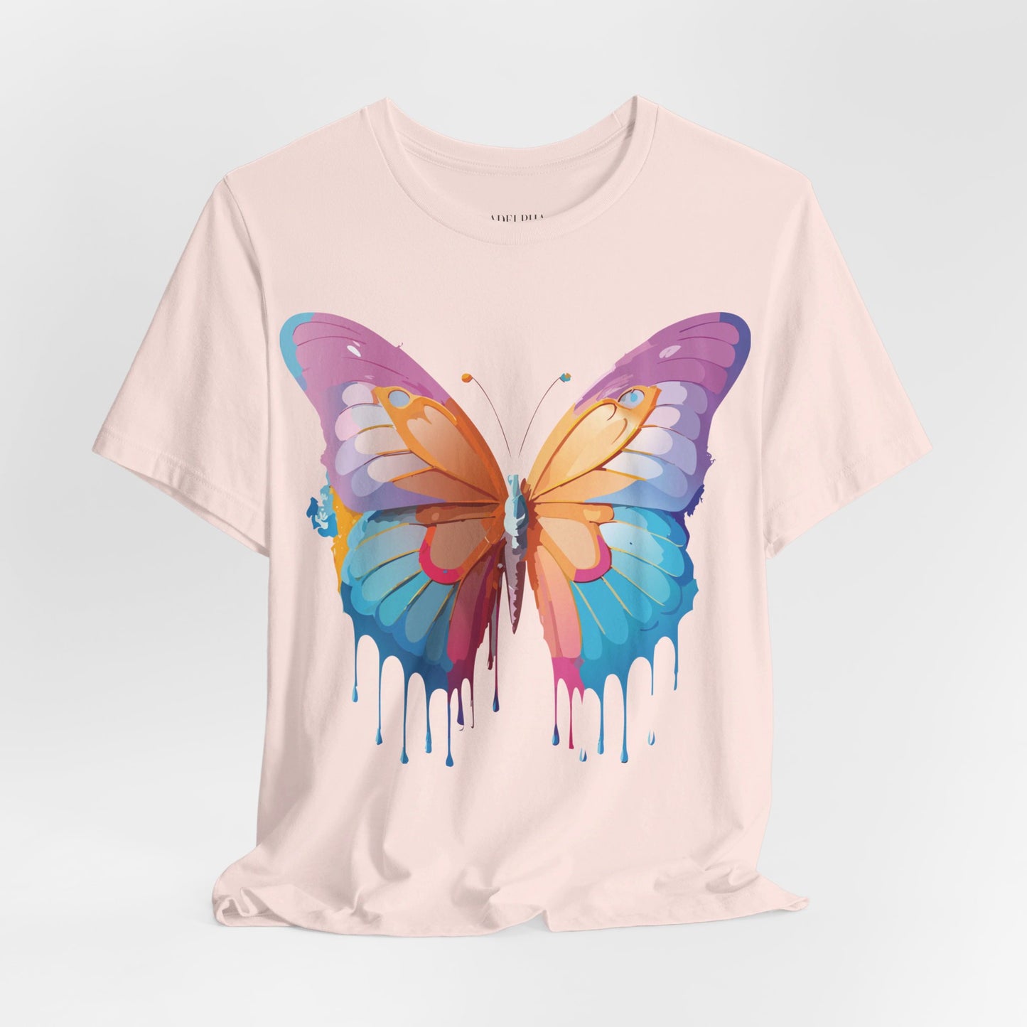 Natural Cotton Tee Shirt with Butterfly