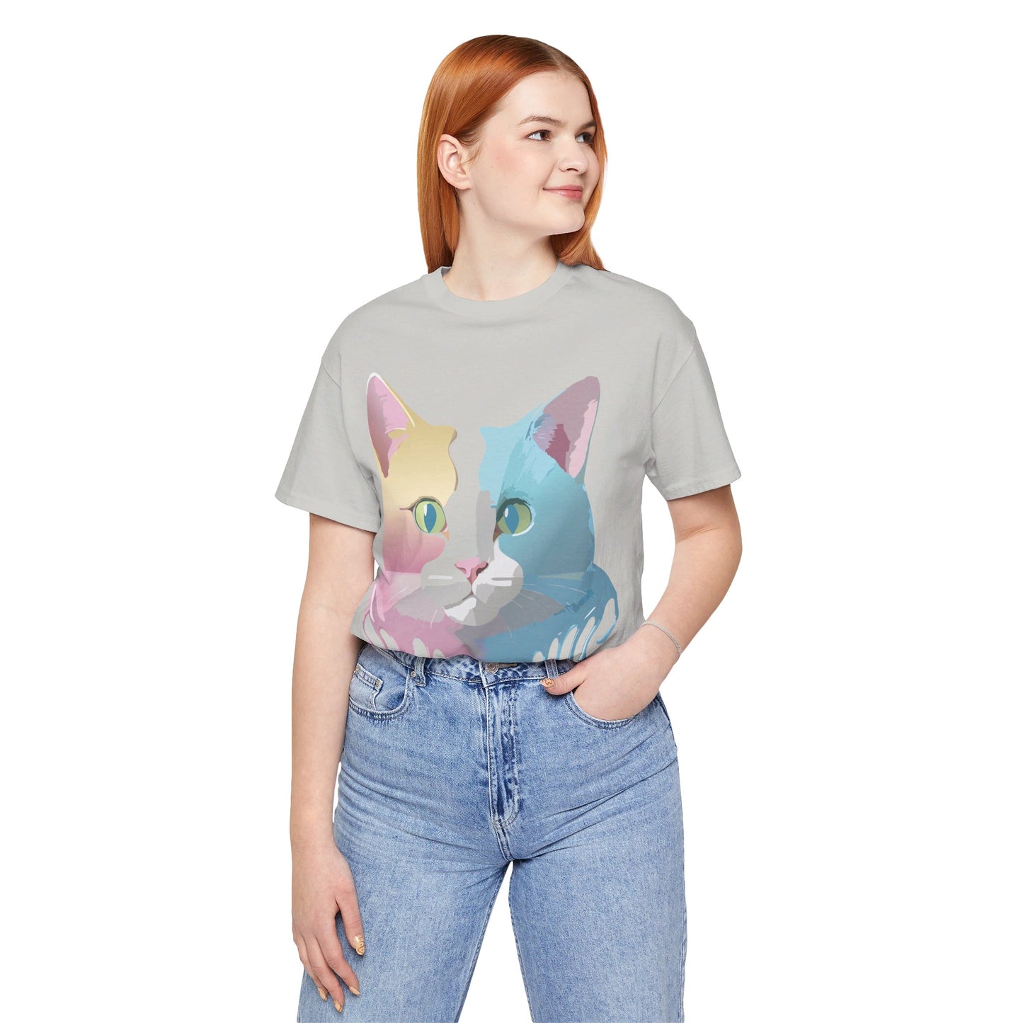 Natural Cotton Tee Shirt with Cat