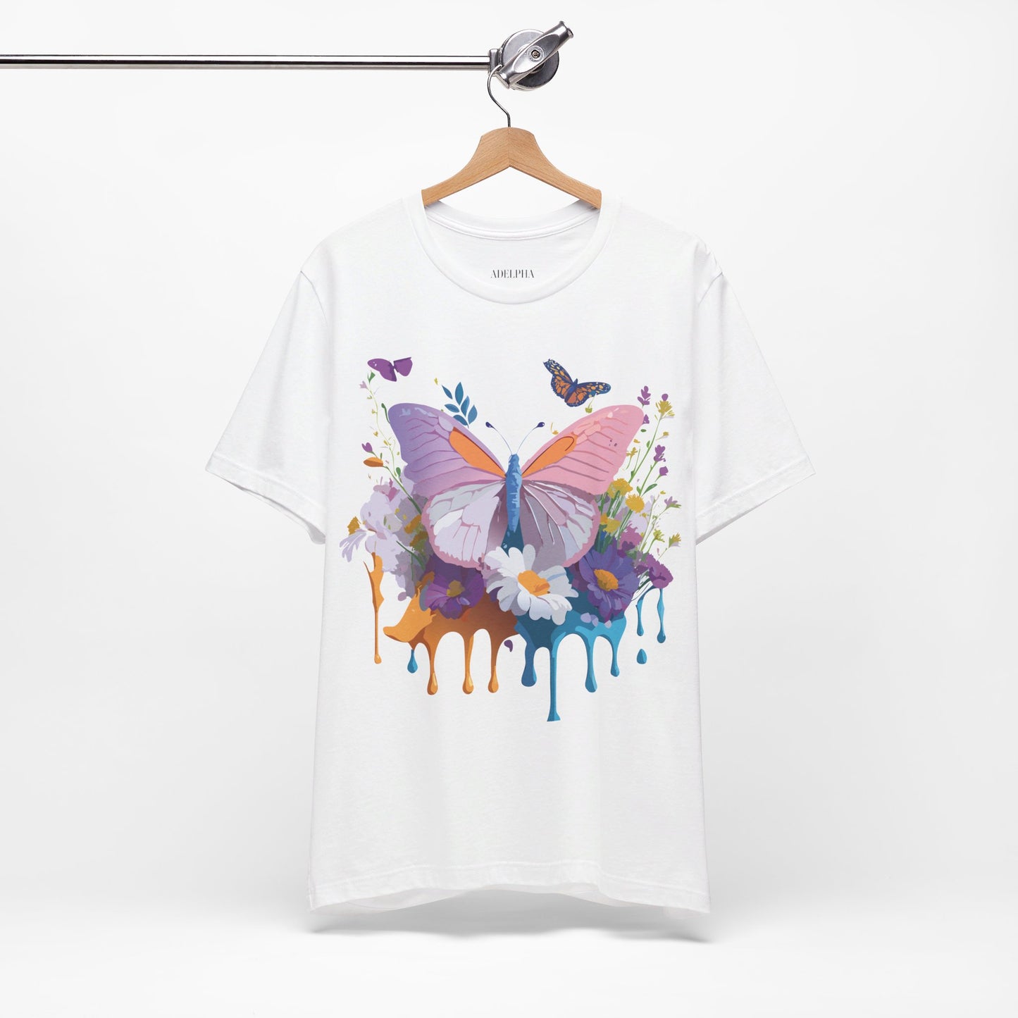 Natural Cotton Tee Shirt with Butterfly