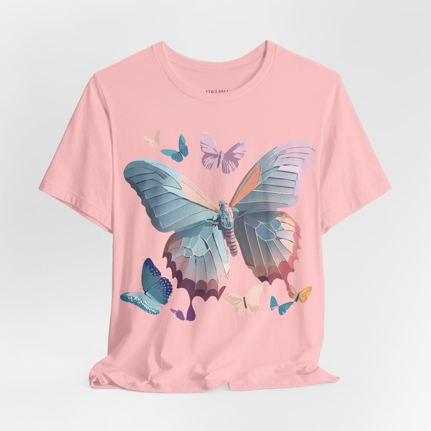 Natural Cotton Tee Shirt with Butterfly