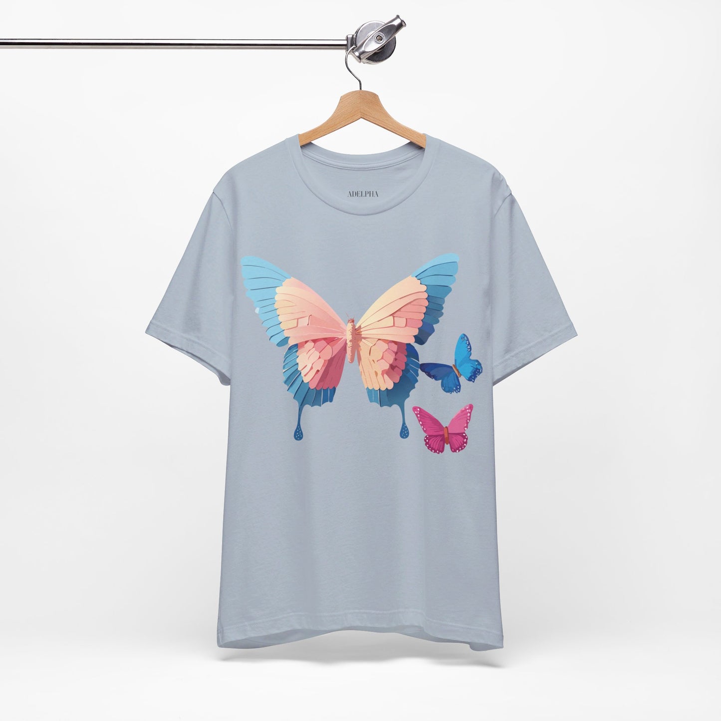 Natural Cotton Tee Shirt with Butterfly