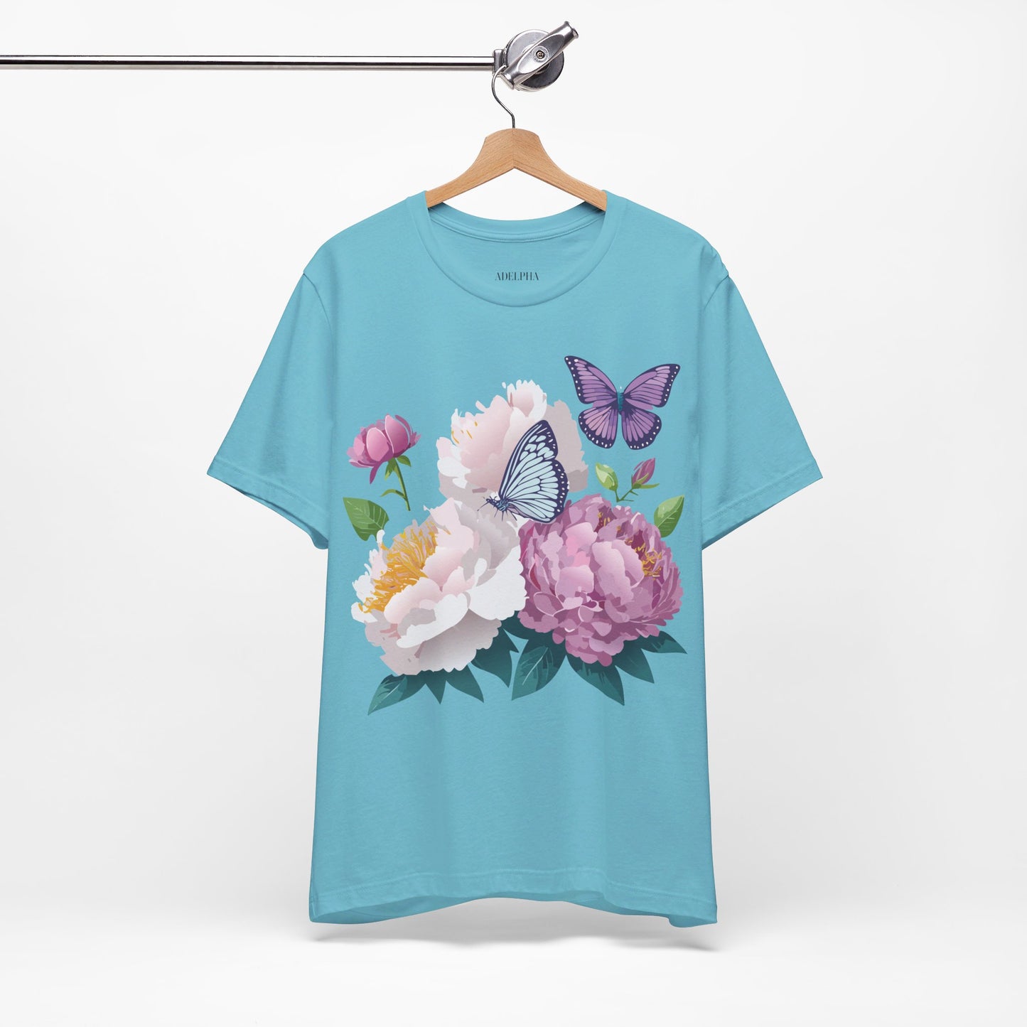 T-shirt en coton naturel avec fleurs