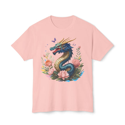 Unisex Dragon T Shirt With Art Print Floral Vintage Dragon Tee
