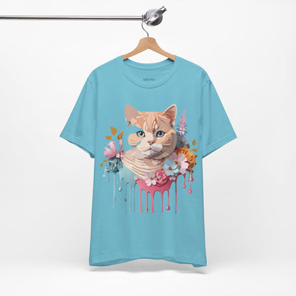 Natural Cotton Tee Shirt with Cat Printify