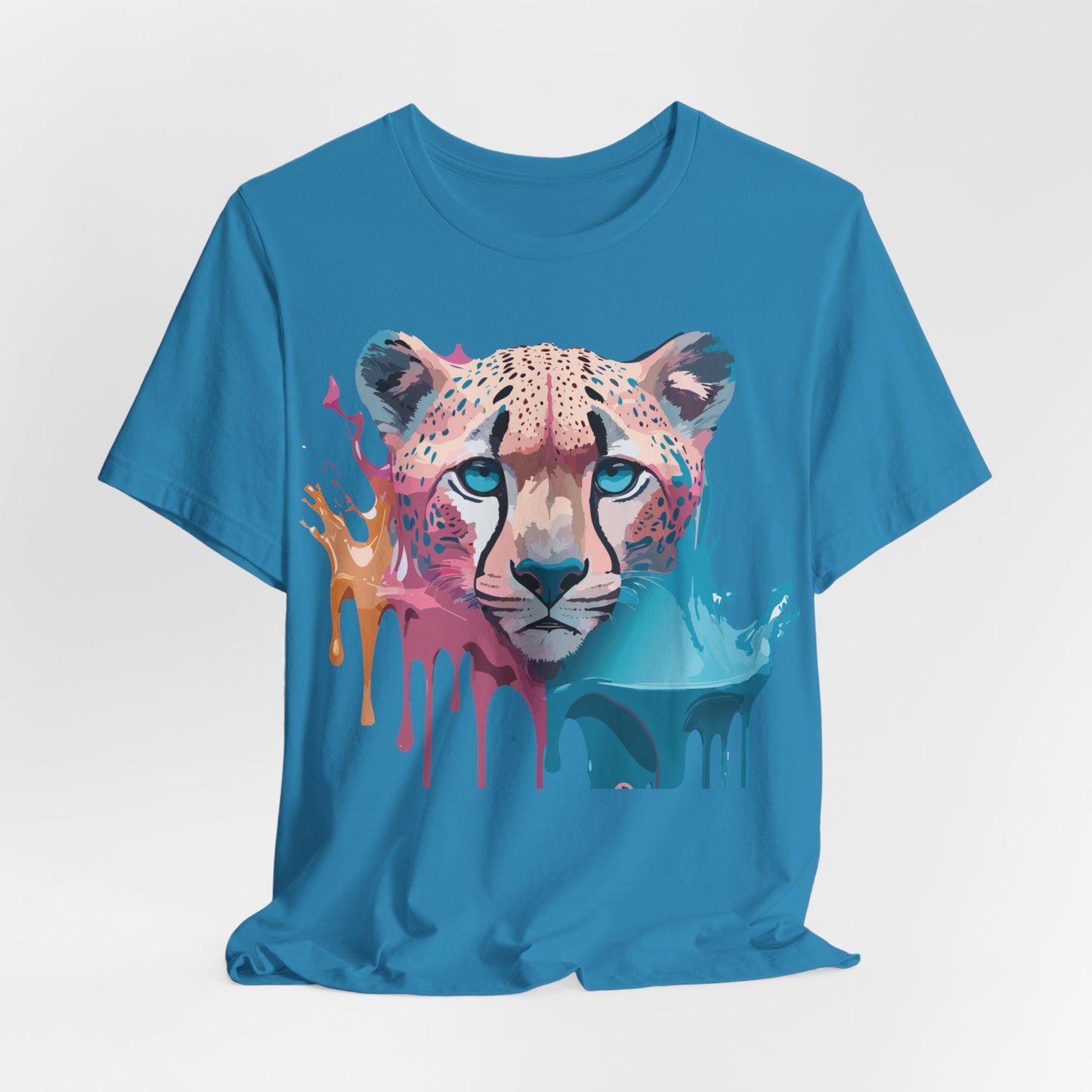 Natural Cotton Tee Shirt with Cheetah