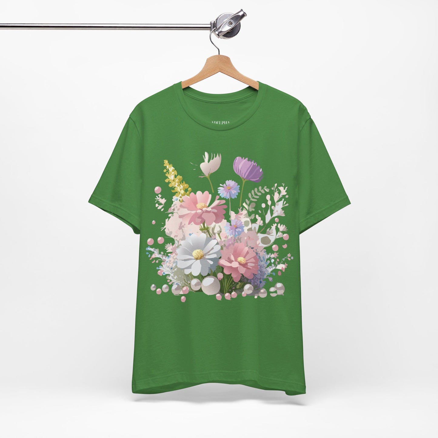 T-shirt en coton naturel avec fleurs