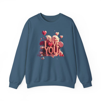 Unisex Heart Love Sweatshirt Floral Valentines Day Cotton Poly Fifty Fifty Blend