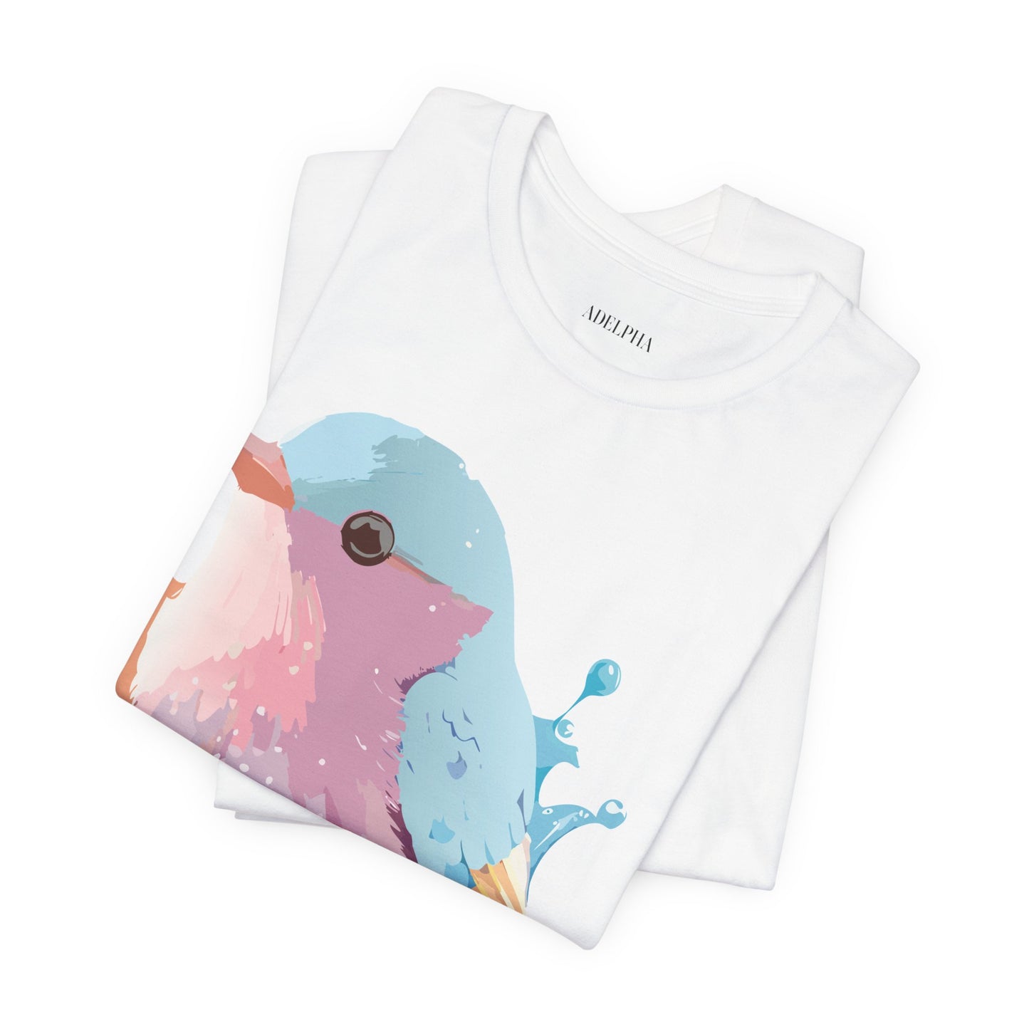 Natural Cotton Tee Shirt with Bird