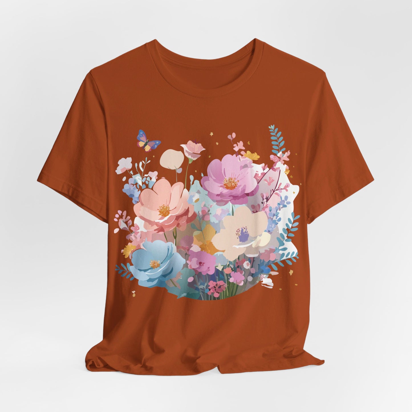 T-shirt en coton naturel avec fleurs