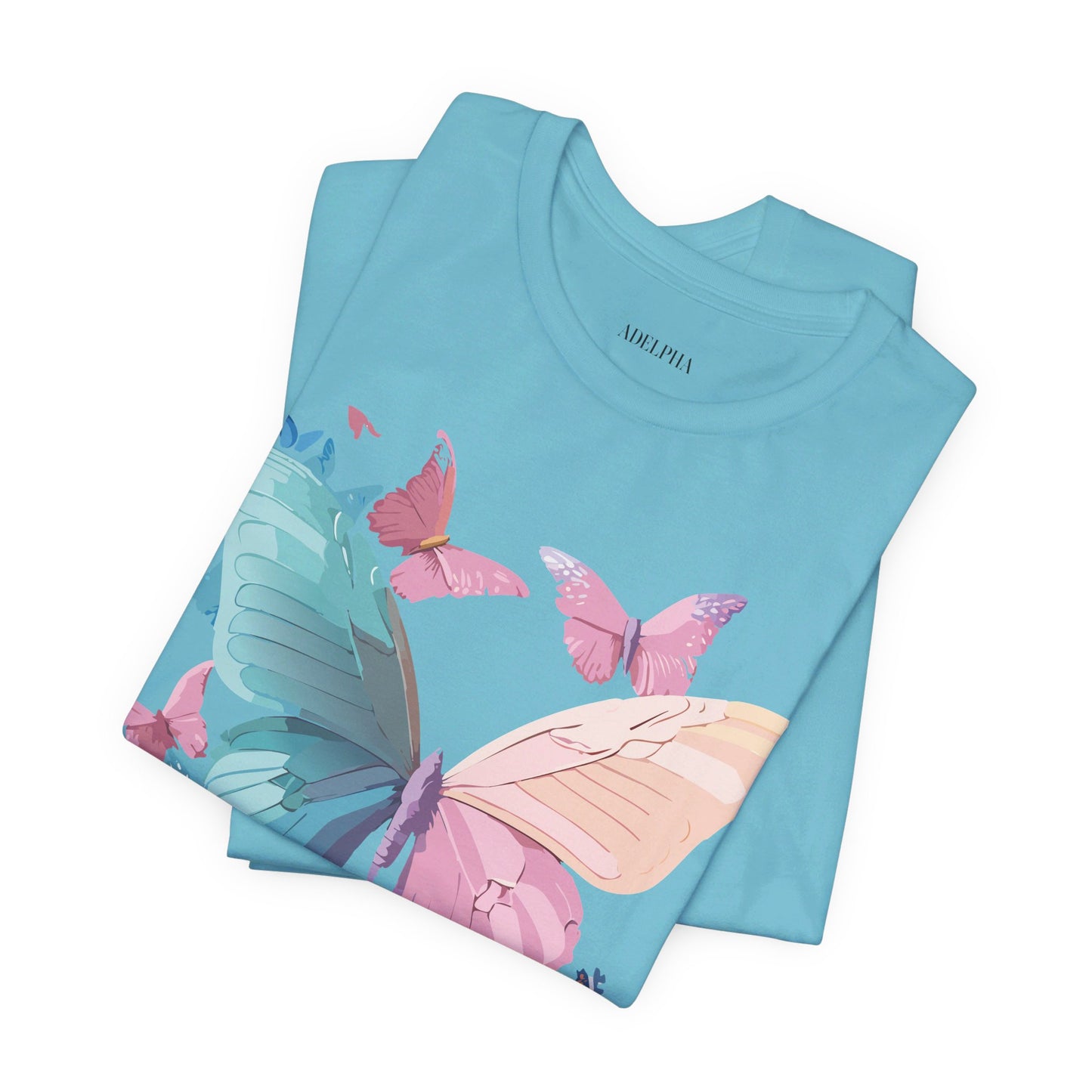 Natural Cotton Tee Shirt with Butterfly