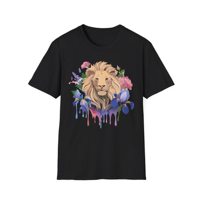 Unisex Softstyle Lion Shirt Floral Lion Tee Animal Print Graphic Tee